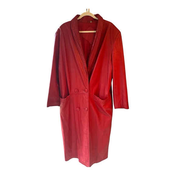 Preston & York Jackets & Blazers - Y2K Preston & York Geniune  leather  full length Chrismats Red  jacket XL